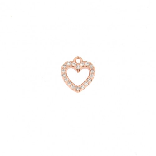 Vinani Ahh-S Ciondolo Cuore Con Zirconi Bianchi E Catena Serpente - Argento Sterling 925 Ipoallergenico - Fatto In Germania